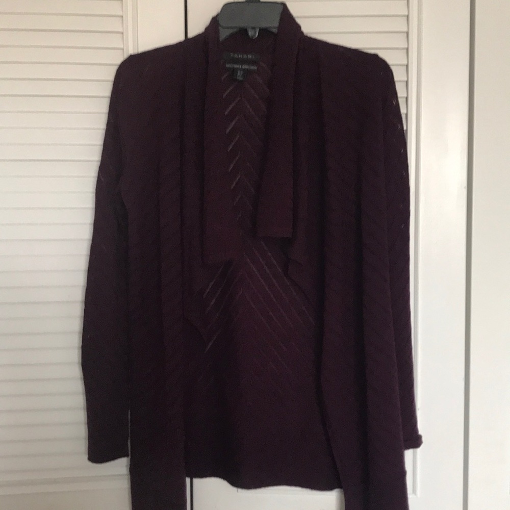 Tahari burgundy  long sweater.